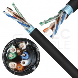 Kabel sieciowy F/UTP kat.6 skrętka 4x2x0,56mm zewnętrzny żelowany PE czarny SecurityNET