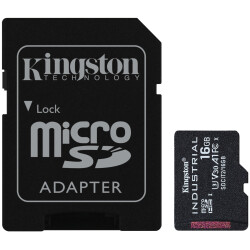 Kingston Technology SDCIT2/16GB 16GB microSDHC Industrial C10 A1 pSLC Card + SD