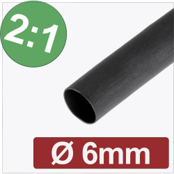 Quadrios 24CA264 Heatshrink Black 6 mm 3 mm 2:1 Sold per metre Heat Shrink Tube