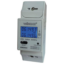 Velleman EMDIN02 Energy Meter DIN Rail Single-Phase Accurate Measurement