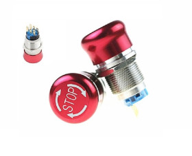 Przycisk bezpieczeństwa STOP 19mm (2NO+2NC) aluminium