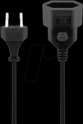 50510 Euro extension, plug-socket, black, 5 m
