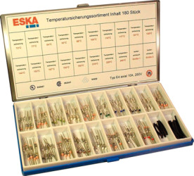 Temperature fuse assortment, axial, 72-240 °C, 180 pieces, TCO.180.10A