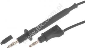 4112-F4-150-SW Przewód PVC 1,0mm2, dł. 1,5m, sonda 4mm / wtyczka z dodatkowym gniazdem 4mm, czarny, ELECTRO-PJP, 4112F4150SW