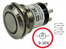 Przycisk chwilowy 25mm; LED czerwony; oring