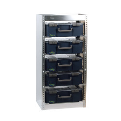 System półek, kolor Aluminium, 5-poziomowy, materiał: Aluminium, 992mm x 486mm, 380mm, Raaco