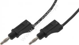 2111-200-SW Przewód z 2 wtykami prostymi Ø4mm z dodatkowym gniazdem 4mm, silikon 0,75 mm2, izolacja wzmocniona, dł. 200 cm, czar