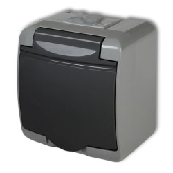 JUNIOR Gniazdo pojedyncze z/u (klapka grafitowa) popielaty / grafitowy 30GHE-1p