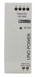 Zasilacz szyny DIN U wy 15V dc I wy 3.7A U we 85 → 264V ac Phoenix Contact 55W impulsowy