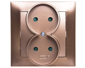 IMPRESJA Gniazdo podwójne b/u z przesłonami złoty metalik GP-2YP/28