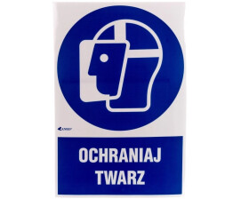 Samoprzylepna tabliczka ostrzegawcza /ochraniaj twarz z podpisem/ IM/013/1/C1/F