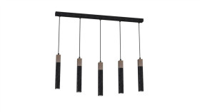 Lampa Wisząca Solo Sawn Black / Patinated Wood 5X Mini Gu10 Mlp7471 Milagro