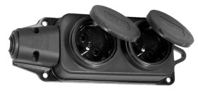 Listwa /rozgałęźnik/ do przedłużacza 2‑gniazda z/u gumowe IP44 AEI602232-L