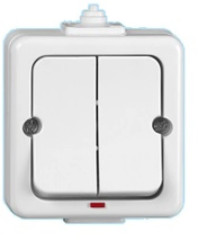 JANTAR Łącznik podwójny podświetlany n/t IP44 biały /przykręcany klawisz / WNT-3J/S