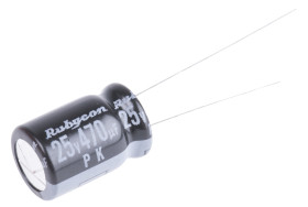 Kondensator 470μF 25V dc Radialny, Otwór przelotowy Rubycon roztaw: 3.5mm 8 (Dia.) x 11.5mm