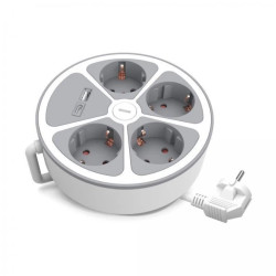 Przedłużacz stały 4x z włącznikiem oraz gniazdami USB A USB C 2m schuko PS-470SWS/O+USBA+USBC/2 E W-30015