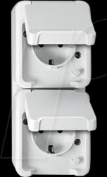 MEG2328-8019 Double socket, vertical with contact protection - Aquastar, pola