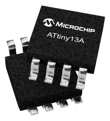 Mikrokontroler Microchip ATtiny13 SOIJ 8-pinowy Montaż powierzchniowy AVR 1 kB 8bit CAN: 20MHz RAM:64 B Ethernet: Flash