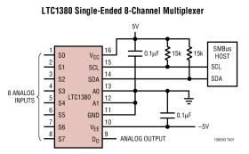 Single-Ended 8-Channel/Differential 4-Channel Analog Multiplexer with SMBus Interface