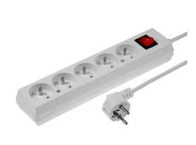 Przedłużacz z wyłącznikiem 5-gniazd z/u 10A 3m /OMY 3x1/ biały PS-570WS T-106010