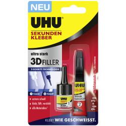 UHU 45480 3D Filler Superglue for Strong Gap-Filling Adhesion