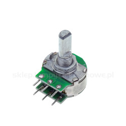 Potencjometr obrotowy 2x100k A drabinka SMD oś ścięta