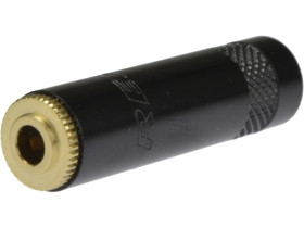 REAN Gniazdo Audio AUX mini Jack 3,5mm Stereo na kabel do 4,0mm pozłacane czarne NYS240BG