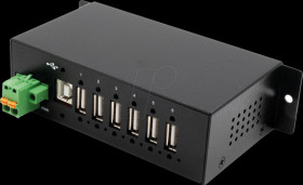 EX-1596HMVS USB 2.0 6-port industrial hub, 15kV EDS, DIN rail