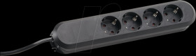 381.121K Socket outlet, 4 sockets, type F - CEE 7/3, black