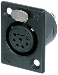 XLR panel socket, 7 pole, gold-plated, 1 mm², AWG 18, metal, NC7FP-B-1