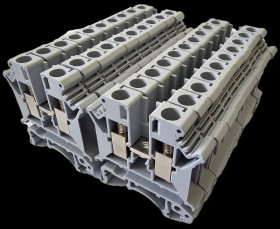 Złącze śrubowe zacisk 6mm2 na szynę DIN szary Tracon