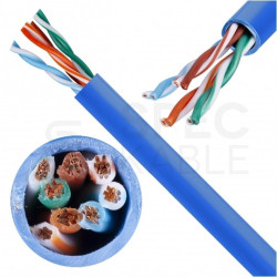 Kabel sieciowy U/UTP kat.5 skrętka 4x2x0,58mm wewnętrzny PVC niebieski linka Telegärtner
