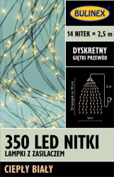 Lampki choinkowe 350 LED NITKI lampki z zasilaczem ciepłybiały 10-098