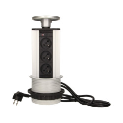 Gniazdo meblowe Ø10cm wysuwane z blatu z przewodem 1.8m. 3x2P+Z OR-AE-1351