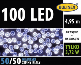 100 LED lampki z zasilaczem MIX biały zimny/ niebieski,przewód zielony 4,95m dł. + 3m wewn/zewn 230V/31V 3,72W IP44 13-119