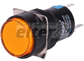 Przeł. przycisk. okrągły (ON)-(ON) 16mm pomarańcZ.