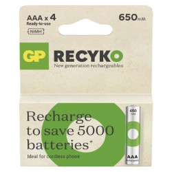 4 x akumulatorki AAA / R03 Ni-MH GP ReCyko 650mAh