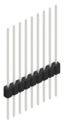 Pin header, 9 pole, pitch 1.27 mm, straight, black, 10059569