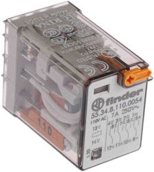 Przekaźnik 110V ac 4PDT Finder 1.5W, Wciskane 3,94 kO Wciskane