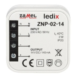 LED zasilacz dopuszkowy 14V DC 2W ZAMEL ZNP-02-14