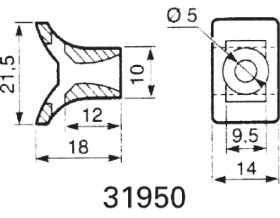 Mocowanie opaski kablowej do opasek 9.5mm długość 21.5mm szerokość 14 mm średnica otworu 5mm Legrand Czarny