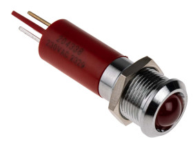 Lampka kontrolna do montażu panelowego 230V ac, czerwona 12mm LED Chrom RS PRO