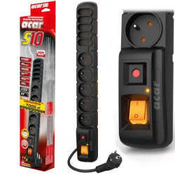 Przedłużacz przeciwprzepięciowy 5-gniazd z/u ACAR S10 5m czarny