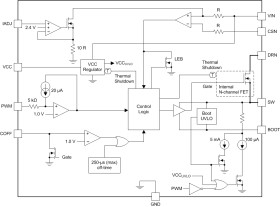65-V 2-A LED driver with Integrated NFET, high-side current Sense, and Shunt PWM dimming Capable