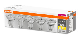 5PAK Żarówka LED GU10 4,3W = 50W 350lm 2700K Ciepła 36 OSRAM Base