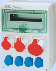 Rozdzielnica RSS-04 okienko 12 mod okabl 1x63A 3P+N+Z 400V, 1x32A 3P+N+Z 400V, 1x16A 3P+N+Z 400V, 4x16A 2P+Z 250V IP44 942044