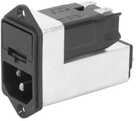 IEC plug C14, 50 to 60 Hz, 2 A, 250 VAC, 4 mH, faston plug 4.8 mm, 4303.5223