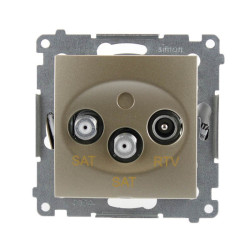 Gniazdo antenowe RTV+SAT+SAT złoty mat DASK2.01/44 Kontakt Simon54