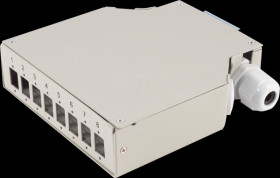 BS07-65011 FO distribution box, 8-way, top-hat rail, grey