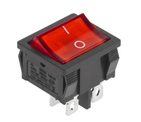 PRZEŁĄCZNIK KLAWISZOWY PRK126 6A 250V (10A 125V) DPST 4PIN CZERWONE PODŚWIETLENIE (PRZEL-PRK126)